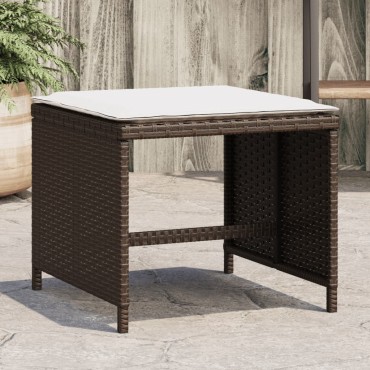 vidaXL Σκαμπό Κήπου 4 τεμ. Καφέ 40x40x35cm Συνθ. Ρατάν με Μαξιλάρια
