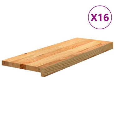 vidaXL Πατάκια Σκάλας 16 τεμ. Ανοιχτό Καφέ 70x25x2 cm Ξύλο Δρυός