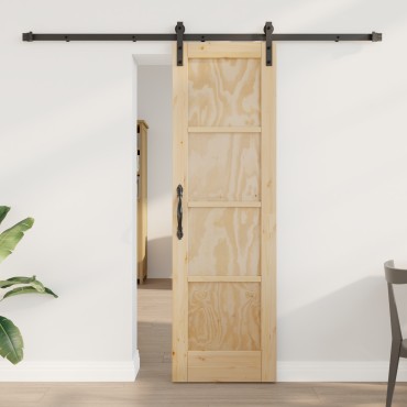 vidaXL Συρόμενη Πόρτα με Σύνολο Εξαρτημάτων 61x198,5 cm Στέρεο Ξύλο Πεύκου