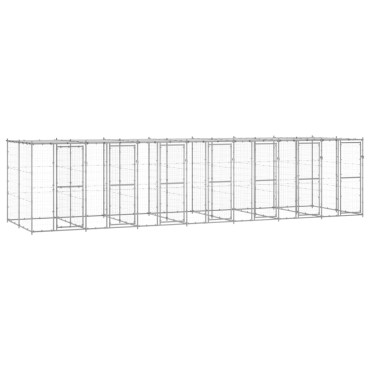 vidaXL Κλουβί Σκύλου Εξ. Χώρου με Στέγαστρο 16,94 μ² Γαλβ. Χάλυβας