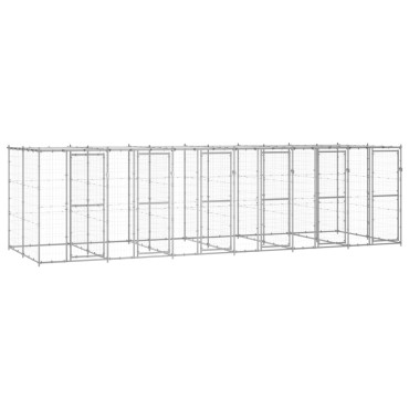 vidaXL Κλουβί Σκύλου Εξ. Χώρου με Στέγαστρο 14,52 μ² Γαλβ. Χάλυβας
