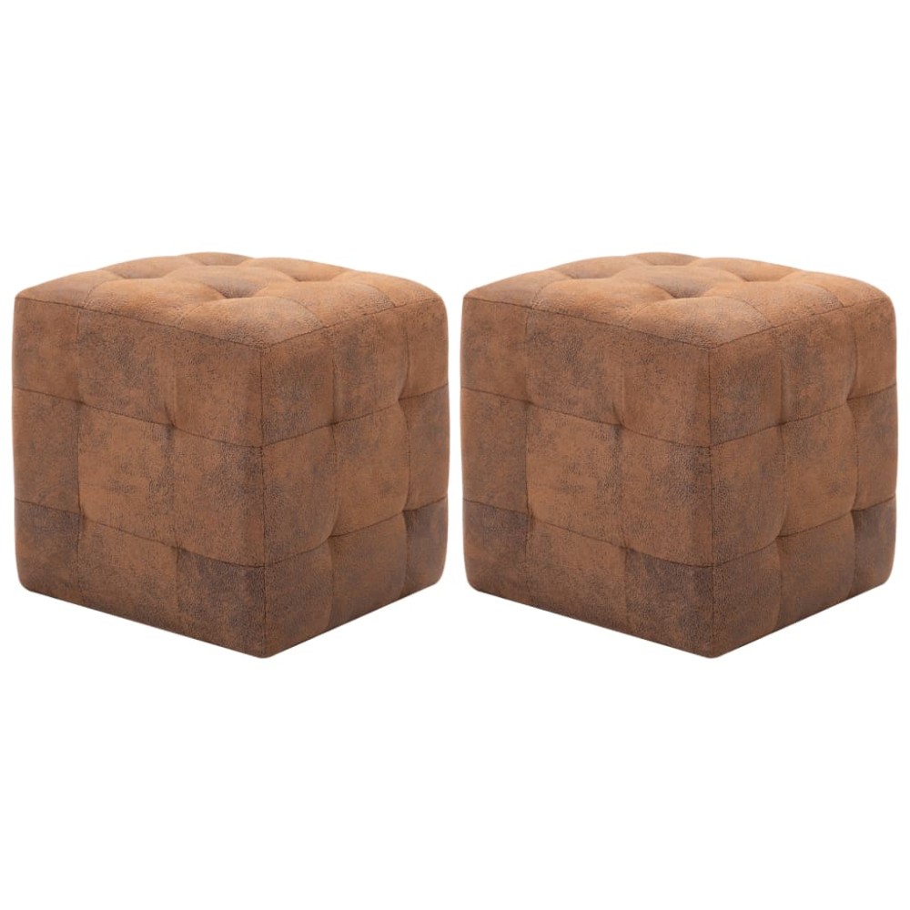 vidaXL Σκαμπό Πουφ 2 τεμ. Καφέ 30x30x30cm από Συνθετικό Καστόρι