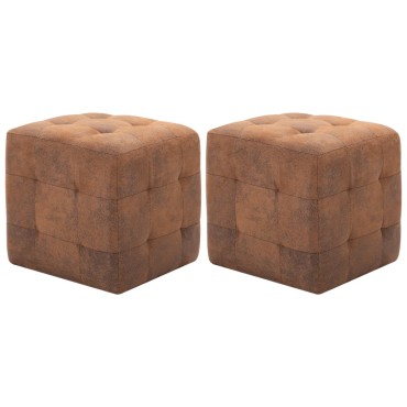 vidaXL Σκαμπό Πουφ 2 τεμ. Καφέ 30x30x30cm από Συνθετικό Καστόρι
