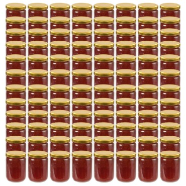 vidaXL Βάζα Μαρμελάδας 96 τεμ. 230 ml Γυάλινα με Χρυσά Καπάκια
