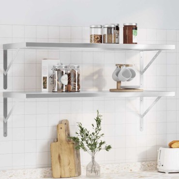 vidaXL Ράφια Τοίχου 2 τεμ. Ασημί 100x40cm Ανοξείδωτο Ατσάλι