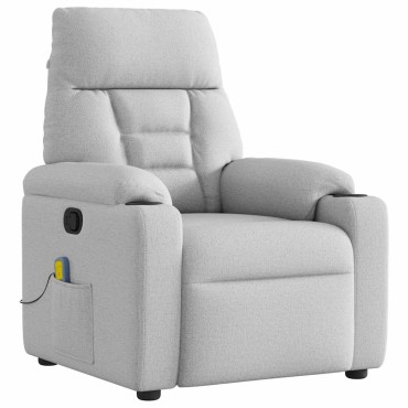 vidaXL καρέκλα ανάκλισης μασάζ Cloud Grey Fabric