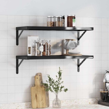 vidaXL Ράφια Τοίχου 2 τεμ. Μαύρο 75x30cm Ανοξείδωτο Ατσάλι