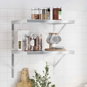 vidaXL Ράφια Τοίχου 2 τεμ. Ασημί 50x40cm Ανοξείδωτο Ατσάλι