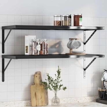 vidaXL Ράφια Τοίχου 2 τεμ. Μαύρο 100x40cm Ανοξείδωτο Ατσάλι
