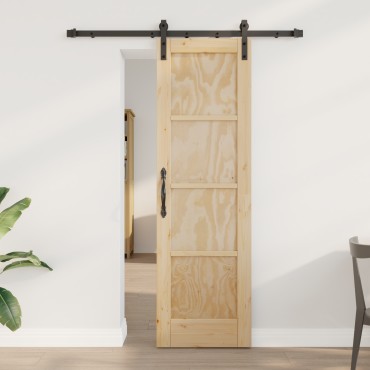 vidaXL Σύρτης Πόρτα με Σετ Υλικών 61x198.5 εκ. Στερεού Ξύλου Πεύκου