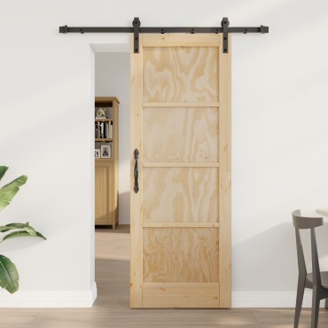 vidaXL Συρόμενη Πόρτα με Σετ Εξαρτημάτων 73.5x198.5 εκ. Μασίφ Ξύλο Πεύκου