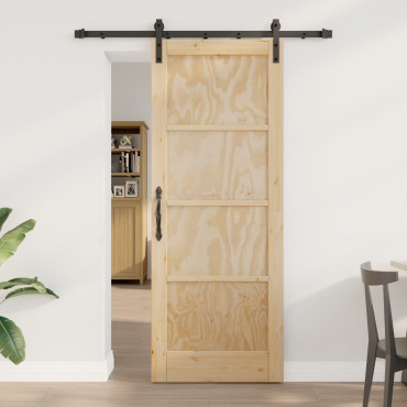 vidaXL Συρόμενη Πόρτα με Σετ Υλικών 78x202 εκ. Στερεό Ξύλο Πεύκου