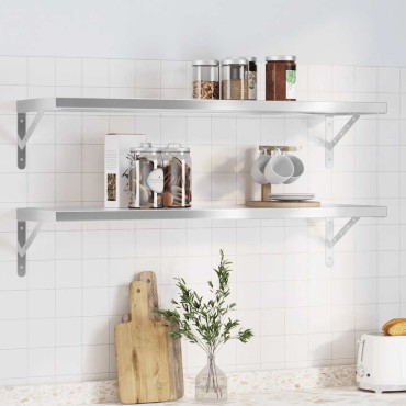 vidaXL Ράφια Τοίχου 2 τεμ. Ασημί 100x30cm Ανοξείδωτο Ατσάλι