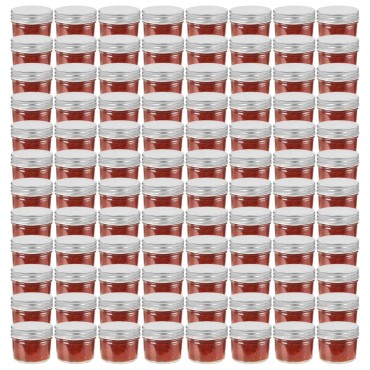 vidaXL Βάζα Μαρμελάδας 96 τεμ. 110 ml Γυάλινα με Ασημένια Καπάκια