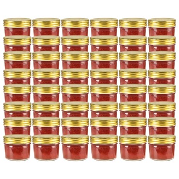 vidaXL Βάζα Μαρμελάδας 48 τεμ. 110 ml Γυάλινα με Χρυσά Καπάκια