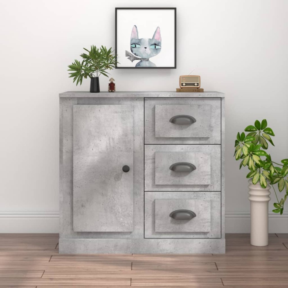 vidaXL Μπουφές Γκρι Σκυροδέματος 70x35,5x67,5cm Επεξεργασμένο Ξύλο 1 τεμ.