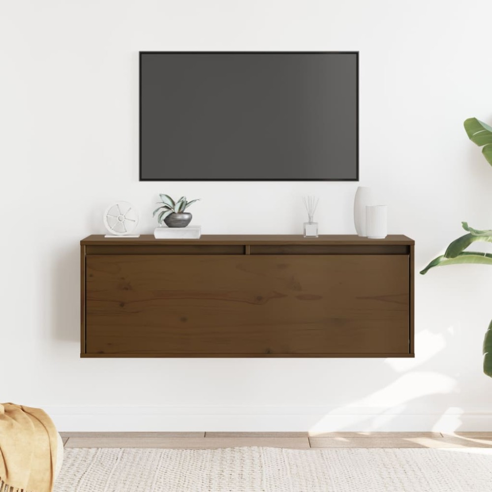 vidaXL Ντουλάπι Τοίχου Καφέ Μελί 100x30x35cm από Μασίφ Ξύλο Πεύκου 1 τεμ.