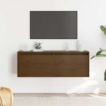 vidaXL Ντουλάπι Τοίχου Καφέ Μελί 100x30x35cm από Μασίφ Ξύλο Πεύκου 1 τεμ.