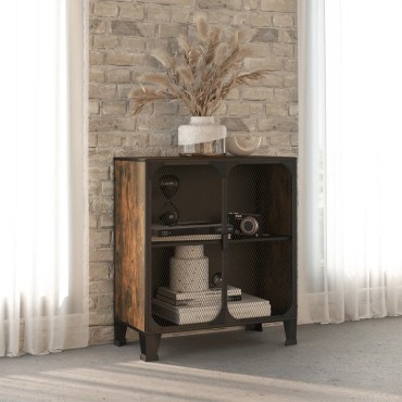 vidaXL Ντουλάπι Αποθήκευσης Ρουστίκ Καφέ 72x36x82cm Μέταλλο / MDF 1 τεμ.