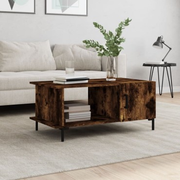 vidaXL Τραπεζάκι Σαλονιού Καπνιστή Δρυς 90x50x40cm Επεξεργασμ. Ξύλο 1 τεμ.