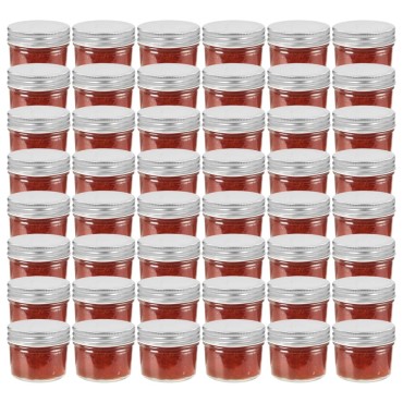 vidaXL Βάζα Μαρμελάδας 48 τεμ. 110 ml Γυάλινα με Ασημένια Καπάκια