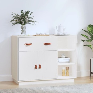 vidaXL Μπουφές Λευκό 98,5x40x75cm από Μασίφ Ξύλο Πεύκου 1 τεμ.