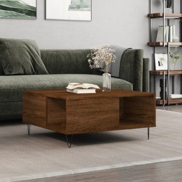 vidaXL Τραπεζάκι Σαλονιού Καφέ Δρυς 80x80x36,5cm Επεξεργασμένο Ξύλο 1 τεμ.
