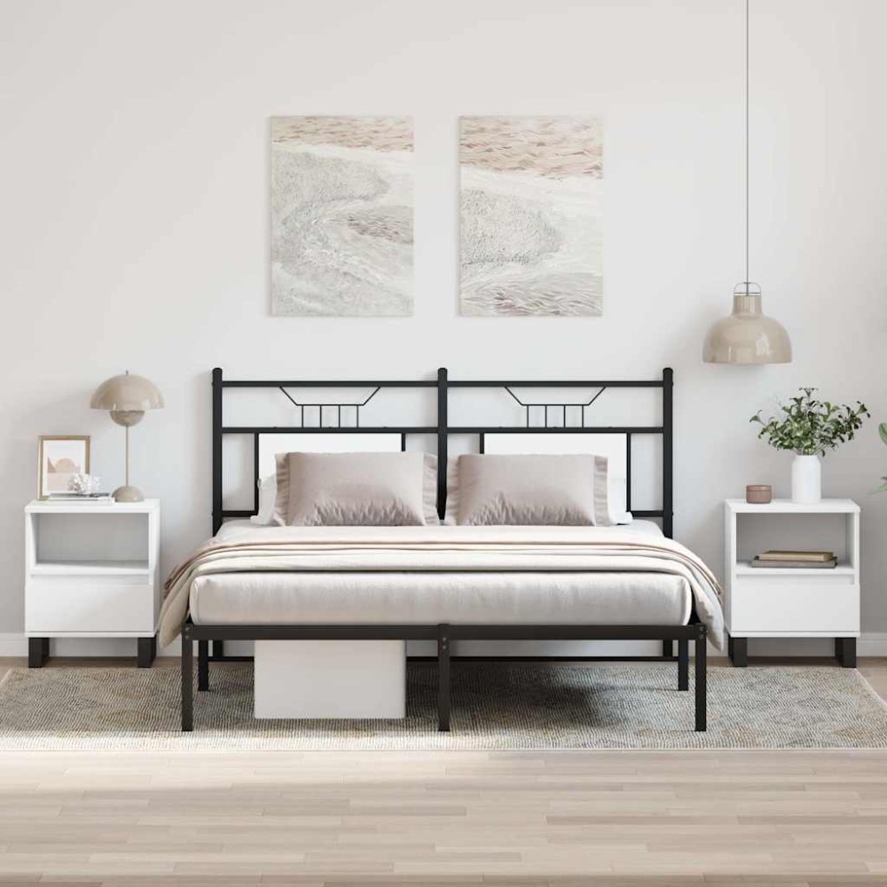 vidaXL Κομοδίνα Λευκά 2 τεμ. 40x35x50cm από Επεξεργασμένο Ξύλο