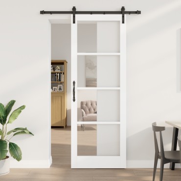 vidaXL Συρόμενη Πόρτα με Σετ Βαριάς 'ORKDAL' Λευκή 83x232 εκ.
