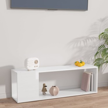 vidaXL Έπιπλο Τηλεόρασης Γυαλιστερό Λευκό 100x24x32cm Επεξ. Ξύλο