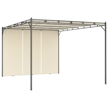 vidaXL Κιόσκι Κήπου Κρεμ 4 x 3 x 2,25 μ. με Πλαϊνή Κουρτίνα