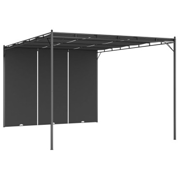 vidaXL Κιόσκι Κήπου Ανθρακί 4 x 3 x 2,25 μ. με Πλαϊνή Κουρτίνα
