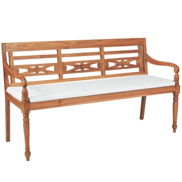 vidaXL Παγκάκι Batavia από Ξύλο Teak με Μαξιλάρια 150x51,5x84cm 1 τεμ.