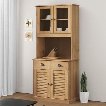 vidaXL Βιτρίνα VIGO 78x40x175cm από Μασίφ Ξύλο Πεύκου 1 τεμ.