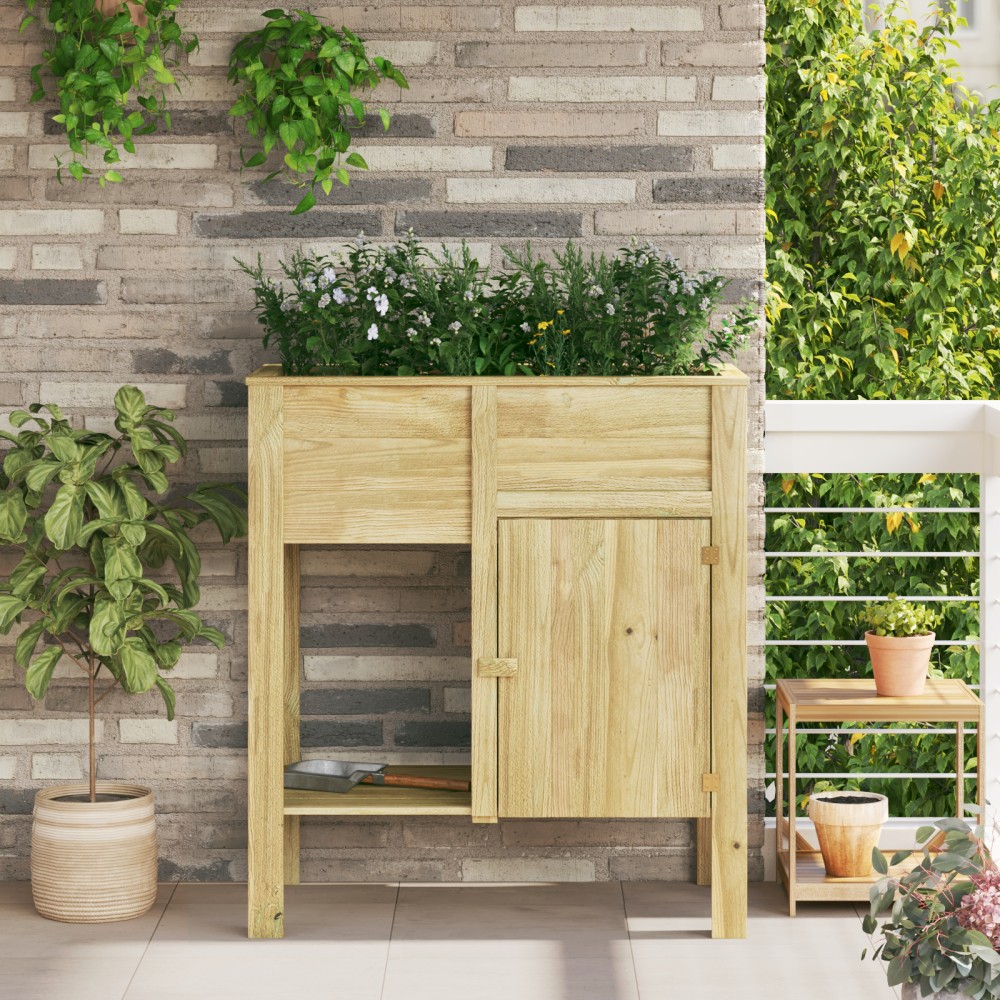vidaXL Κρεβάτι Κήπου με Αποθήκη 85x46x96 εκ. Μεταχειρισμένο Ξύλο Πεύκης