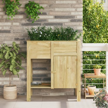 vidaXL Κρεβάτι Κήπου με Αποθήκη 85x46x96 εκ. Μεταχειρισμένο Ξύλο Πεύκης