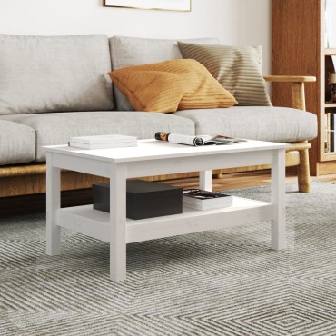 vidaXL Τραπεζάκι Σαλονιού Λευκό 80x50x40cm από Μασίφ Ξύλο Πεύκου 1 τεμ.