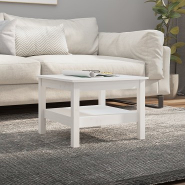 vidaXL Τραπεζάκι Σαλονιού Λευκό55x55x40cm από Μασίφ Ξύλο Πεύκου 1 τεμ.