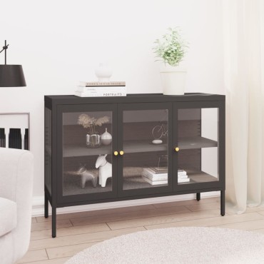 vidaXL Μπουφές Ανθρακί 105x35x70cm από Ατσάλι και Γυαλί 1 τεμ.