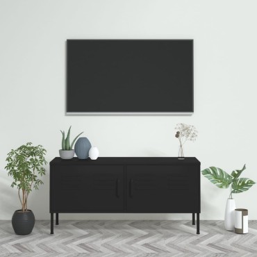 vidaXL Έπιπλο Τηλεόρασης Μαύρο 105x35x50cm από Ατσάλι