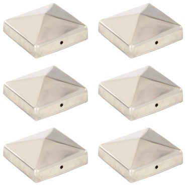 vidaXL Καπάκια Κολόνας Πυραμίδα 6 τεμ. 81x81 χιλ. Ανοξείδωτο Ατσάλι