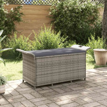 vidaXL Παγκάκι Κήπου με Μαξιλάρι Γκρι 116x46x57cm από Συνθ. Ρατάν 1 τεμ.