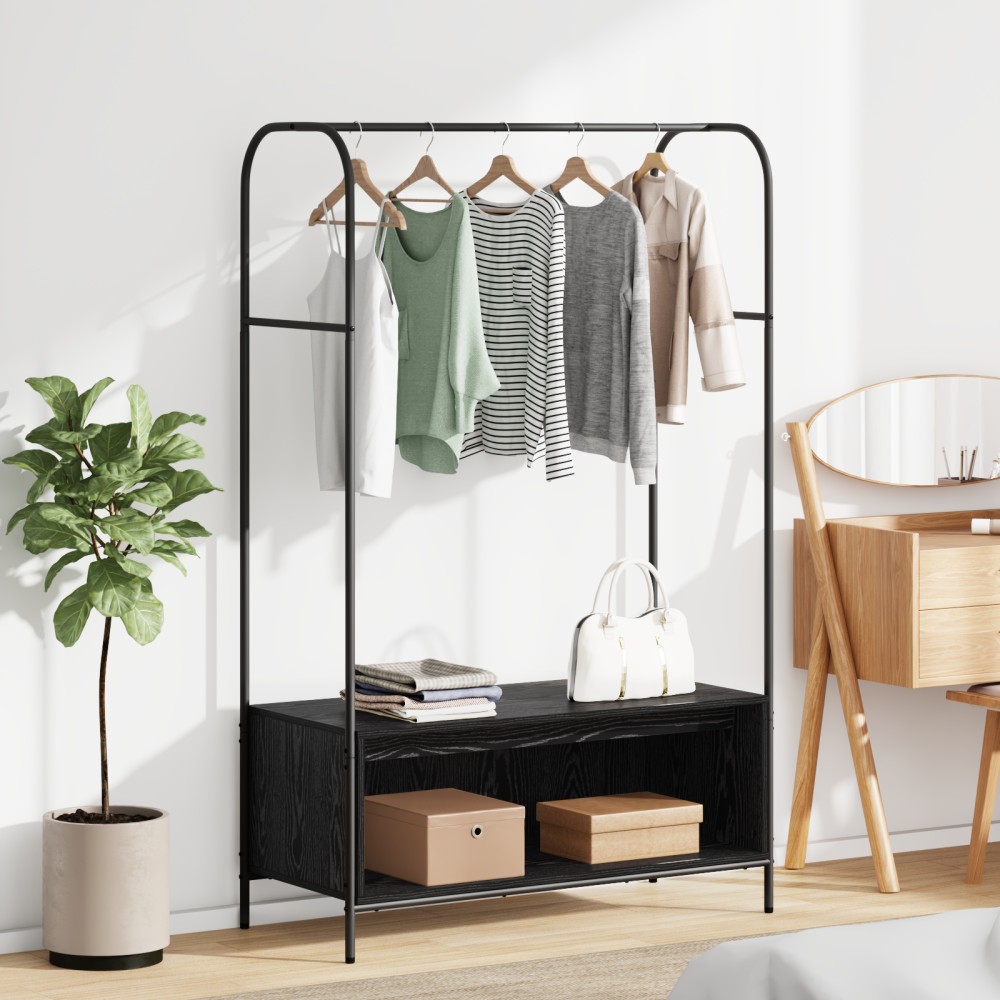 vidaXL Ράφι Ρούχων Μαύρο 100 x 44 x 160 εκ Επεξεργασμένο Ξύλο