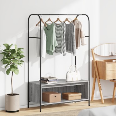 vidaXL Ράφι Ρούχων Γκρι 100 x 44 x 160 εκ Επεξεργασμένο Ξύλο