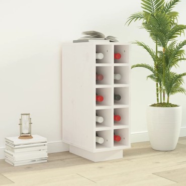 vidaXL Κάβα Κρασιών Λευκή 23x34x61cm από Μασίφ Ξύλο Πεύκου 1 τεμ.