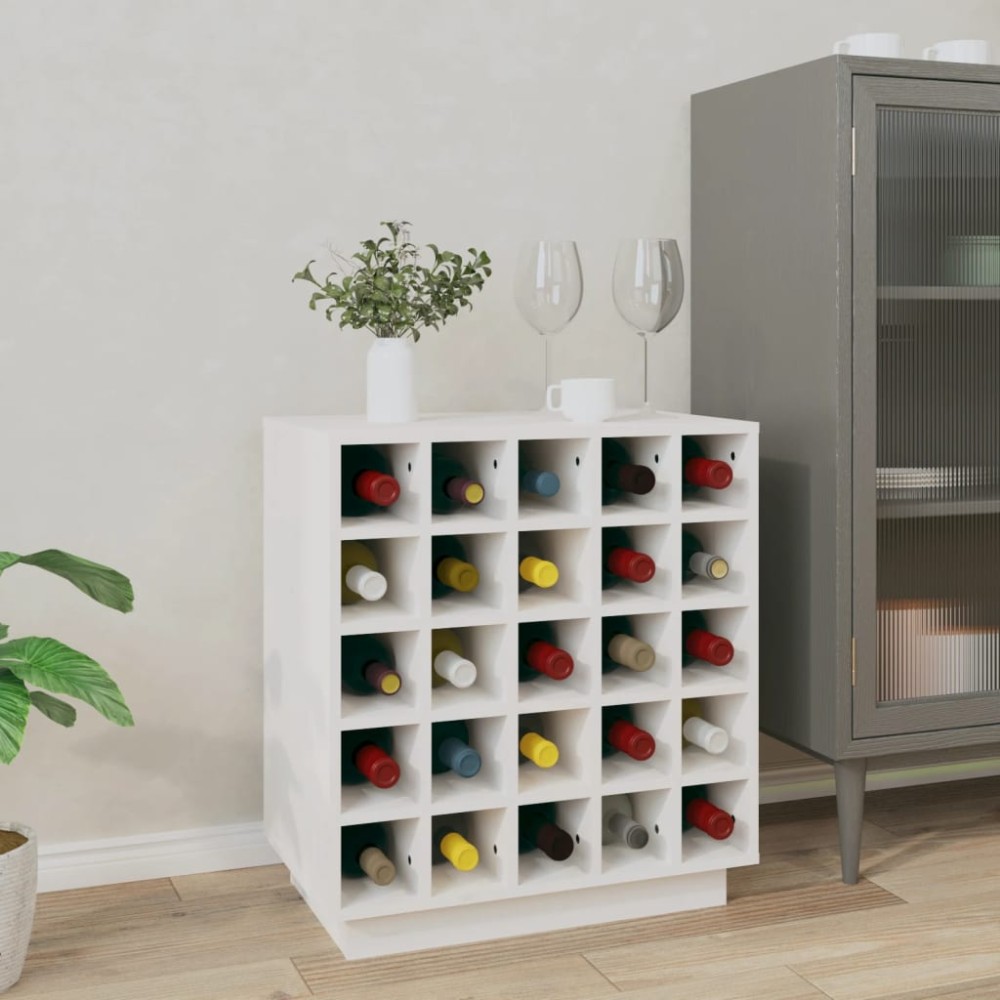 vidaXL Κάβα Κρασιών Λευκή 55,5x34x61cm από Μασίφ Ξύλο Πεύκου 1 τεμ.