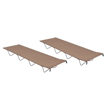 vidaXL Κρεβάτια Κάμπινγκ 2 τεμ. Taupe 180x60x19εκ Ύφασ. Oxford/Ατσάλι