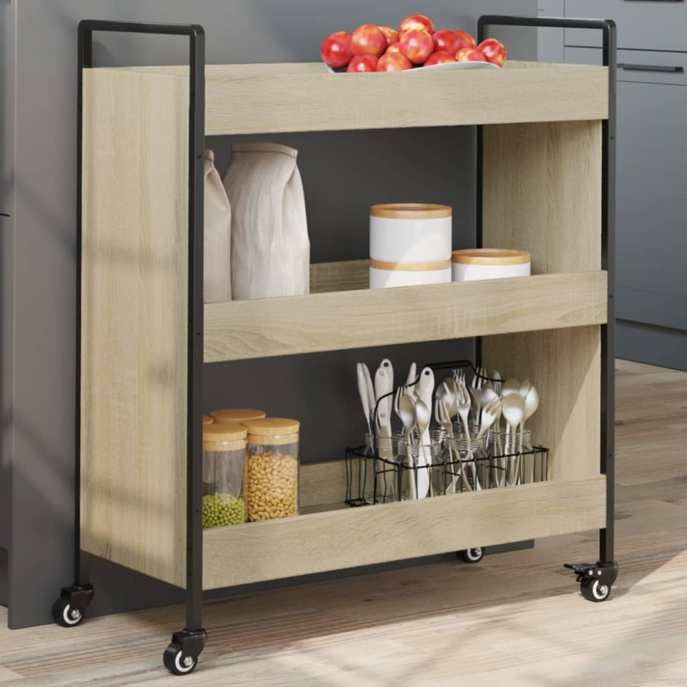 vidaXL Τρόλεϊ Κουζίνας Sonoma Δρυς 70x30x82cm από Επεξεργασμένο Ξύλο 1 τεμ. vidaXL Τρόλεϊ Κουζίνας Sonoma Δρυς 70x30x82cm από Επεξεργασμένο Ξύλο 1 τεμ.