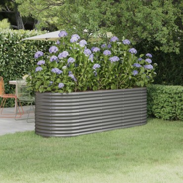 vidaXL Ζαρντινιέρα Γκρι 224x80x68 εκ. Γαλβανισμένος χάλυβας