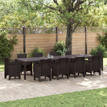 vidaXL Τραπέζι Κήπου Καφέ 350x100x74cm συνθετικό ρατάν 1 τεμ.